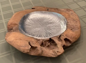 19" Custom Made Natural Wood With Aluminum Centerpiece Bowl by Dimond Home MINT! - Picture 1 of 12