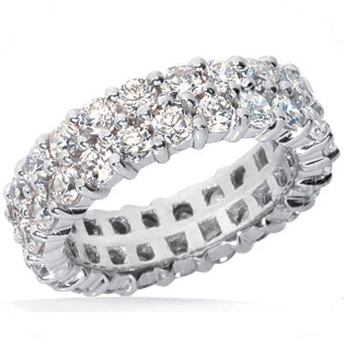 Anillo redondo de diamantes de 3,26 quilates banda de eternidad de platino F VS talla 8 0,06 quilates cada uno Foto 1 de 1