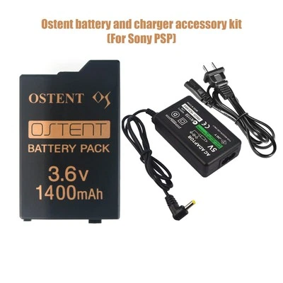 OSTENT 1400mAh 3.6V Lithium Ion  Battery Pack with charger for PSP 2000/3000 - Image 1 of 4