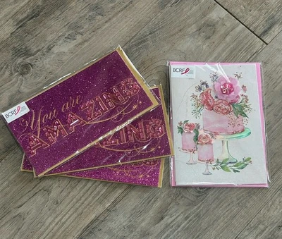 Lote de 4 Tarjetas de Felicitación de Papiro Brillo 3- "Eres Increíble" y 1-Brillday Glitter Foto 1 de 4