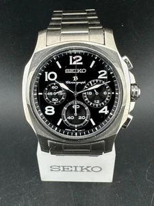 Seiko Brightz Uomo Titanio Cronografo Quadrante Nero HAQ Quarzo 39mm 7J21-0AA0 2 - Foto 1 di 15