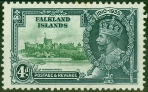 Falkland Islands 1935 Jubilee 4d Green & Indigo SG141 Fine MM - Picture 1 of 1