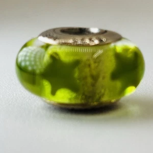 PANDORA GREEN STARS MURANO CHARM 790907 RETIRED RARE GLASS 925 ALE USA - Bild 1 von 3