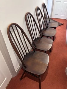 4 Ercol Windsor Quaker Bow Back Dining Chairs Traditional c1970 - Picture 1 of 3