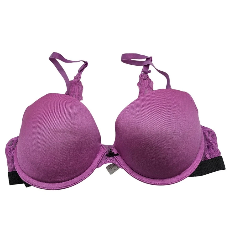 SO Intimates Mujer Talla 34C Clásica Camiseta Sujetador Púrpura Brillante Lados de Encaje Foto 1 de 4