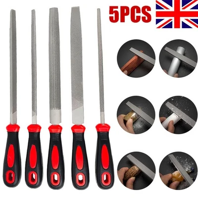 6" 150mm Heavy Duty Assorted Engineer Metal File 5Pc Set Anti Slip Soft Grip UK - Image 1 of 4