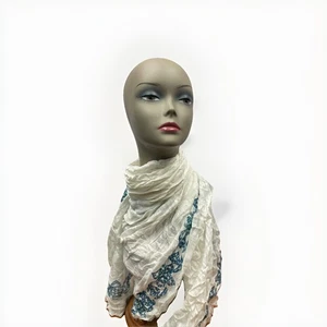 Damenschal blau-weiß 48 x 48 cm - Bild 1 von 5