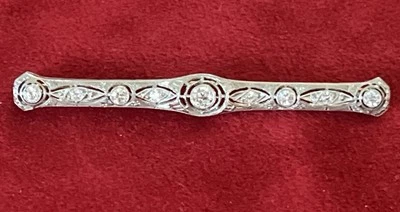 Broche antiguo Art Deco de oro de 14 K y diamantes Foto 1 de 4