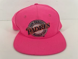 VTG 90s San Diego Padres Twins Enterprise Script Snapback Hat Cap MLB Rare Pink - Picture 1 of 10