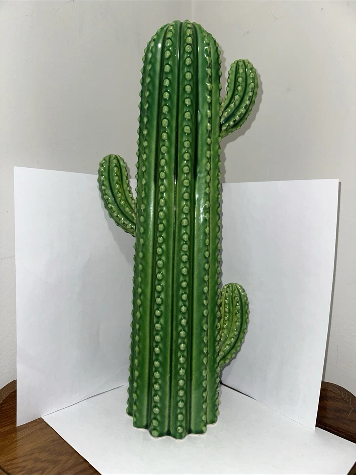 "Acento de cactus Saguaro de cerámica grande verde interior o exterior 17,5"" X 8""" Foto 1 de 1