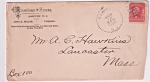 1906 #319 Asbury NJ oval grid cl Corner advt American House Hotel cover (K56) - Picture 1 of 2