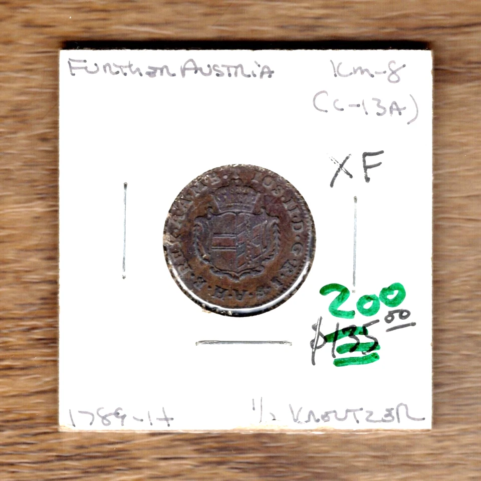 FURTHER AUSTRIA- FANTASTIC HISTORIC TONED  JOSEPH II 1/2 KREUTZER, 1789-H, KM#8 - Image 1 of 3