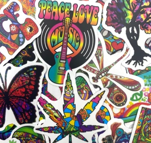 25pc Random Peace & Love Hippie Notebook Phone Sticker Pack - Picture 1 of 3