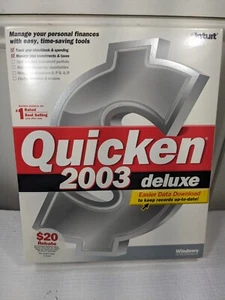 Quicken 2003 Deluxe software CD-ROM disc program Intuit Windows 95/98/2000/Me/XP - Picture 1 of 11