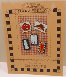 Folk & Whimsy Pattern FOLKART NEEDLE PUNCH ORNAMENTS 5 Designs Holidays-Seasons - Picture 1 of 1