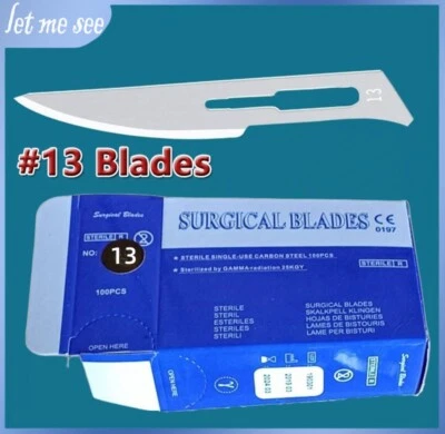New # 13 Carbon Steel Sterile Surgical Scalpel Blades Dental Medical Instruments - Image 1 of 4