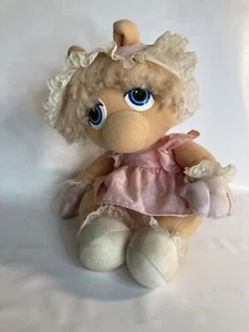 Hasbro Softies Baby Miss Piggy Plush Jim Henson Pink Polka Dot Dress 80s - Picture 1 of 2