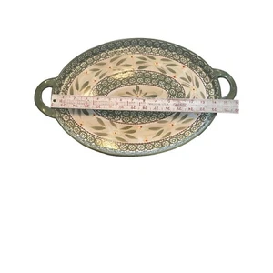 Temptations Old World Green 16” Platter with Handles - Picture 1 of 4
