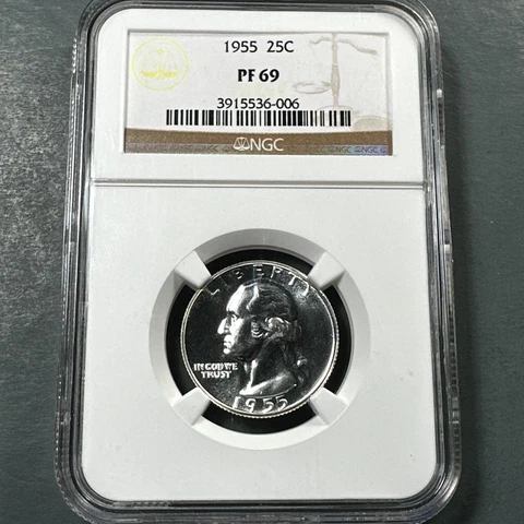 1955 25C Washington SILVER PROOF Quarter, NGC PF69 (75044) Cover