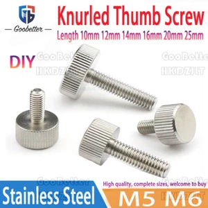 Knurled Stainless Steel Thumb Screw M5 M6 Flat Head Thumbscrew Bolt 10 - 25 mm - Picture 1 of 4