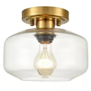 Modern Semi Flush Ceiling Lights Glass Brass Hallway Ceiling Lights Fixtures - Picture 1 of 8