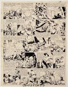 GUERRI MARIO RAFF PUGNO D’ACCIAIO TAVOLA ORIGINALE FUMETTO FANTASCIENZA ANNI 50 - Imagen 1 de 2
