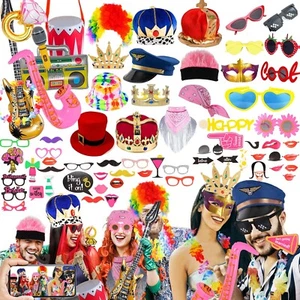 Bulk Opulent Photo Booth Props Set for Adult, Novelty Funny Hats and Glasses,... - Picture 1 of 7