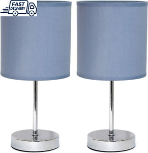 LT2007-PRP Chrome Mini Basic Table Lamp with Fabric Shade, Periwinkle Purple