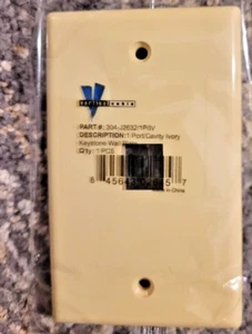 VERTICAL CABLE 1-PORT IVORY 304-J2632/1P/IV 1 EACH KEYSTONE PLATE - Afbeelding 1 van 1