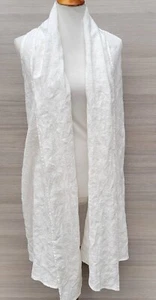 Johnny Was LINEN White Open Cardigan Blouse Embroidered Vest Women's Size S - Picture 1 of 12
