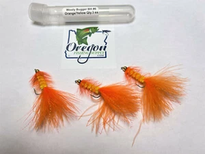 Wooly Bugger Orange/Yellow Bead Head , 3 Fly. FREE shipping on Additional Items! - Picture 1 of 4