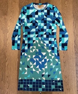 Tory Burch Geo Silk Sheath Dress Women’s Size S Multicolor Stretch Long Sleeve - Picture 1 of 12