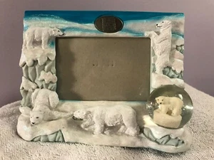 Picture Frame 3D polar bears glitter globe 4x3" picture MAX4019 - Picture 1 of 10