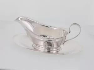 Sterling Silver Gravy Sauce Boat Under Plate Tray Set Alvin 1950s Vintage 320g - Picture 1 of 10