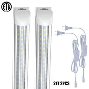 2 Pack 2FT LED Tube Light T8 28W Integrated D-shape 5000k Shop Light Bulbs - Picture 1 of 9