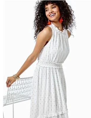 Vestido Lilly Pulitzer Chaya Midi en Niveles Resort Blanco Clip Metálico Nuevo con Etiquetas Talla XL Foto 1 de 4