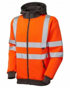 Felpa da lavoro full zip arancione alta visibilità riciclata sostenibile Leo SAUNTON - Foto 1 di 1