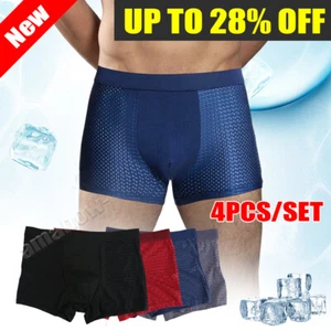 4PACK For Men BambooWear Underwear Shorts Ice Silk Mesh Boxer Briefs fo Men Gift - Picture 1 of 18