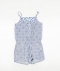 H&M Mädchen blau geometrisch 100 % Baumwolle Spielanzug einteilig Größe 7-8 Jahre Knopf