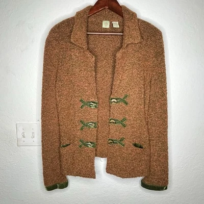 Suéter HWR Naranja Quemado Abotonado Talla Grande Mezcla de Lana Anthropologie Foto 1 de 4