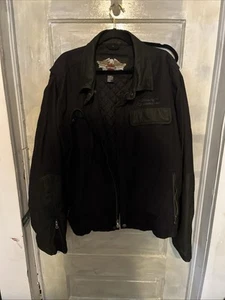 Harley-Davidson Canvas Leather Jacket Men's XXL 2005 97412-06VM Biker - Picture 1 of 13