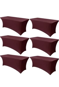 6 Pack Stretch Spandex Table Covers 8FT | Fitted Tablecloths for Wedding Parties - Picture 1 of 6