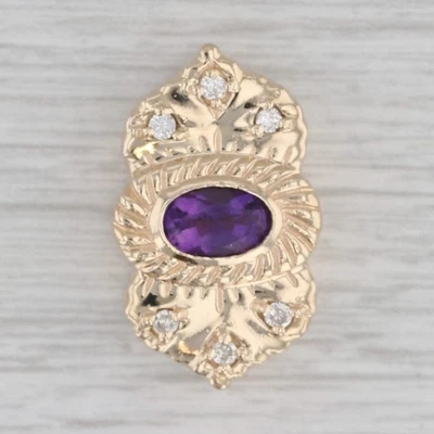 Richard Klein 0.80ctw Amethyst Diamond Slide Bracelet Charm 14k Gold Vintage - Image 1 of 4