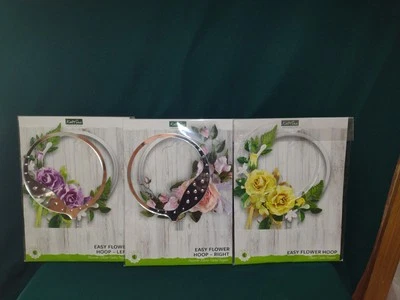 3 nuevos -2 aros metálicos (derecha e izquierda) y 1 adorno de pastel transparente fáciles de flores Katy Sue Foto 1 de 2