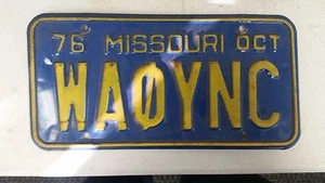 1976 MISSOURI License Plate WAØYNC - Picture 1 of 1