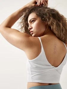 Athleta Karma Twist Back Ribbed Cropped White Cami Tank Top Women's Sz Medium - Picture 1 of 6