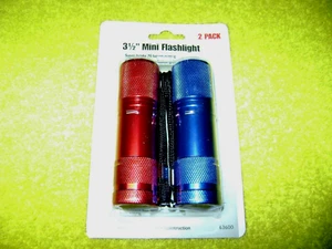 Mini Torcia LED Alluminio confezione da 2 CONFEZIONE DA 3 1/2 POLLICI LUNGA ROSSA & BLU NUOVA BELLA - Foto 1 di 3