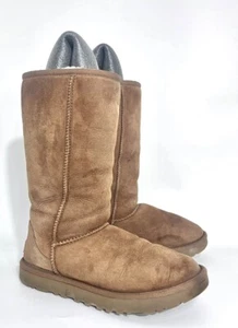 UGG Australia Classic Tall Chestnut Brown Boots Shearling Womens Winter 6 Used - Picture 1 of 7
