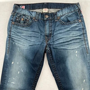 True Religion Para Hombre Azul Oscuro Lavado Recto Denim Sección Super Ricky T Talla 38 - Imagen 1 de 7