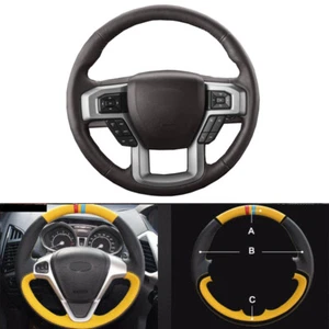 Custom made Leather Steering Wheel Cover Stitch on Wrap For Ford F-150 2019-2020 - Picture 1 of 11